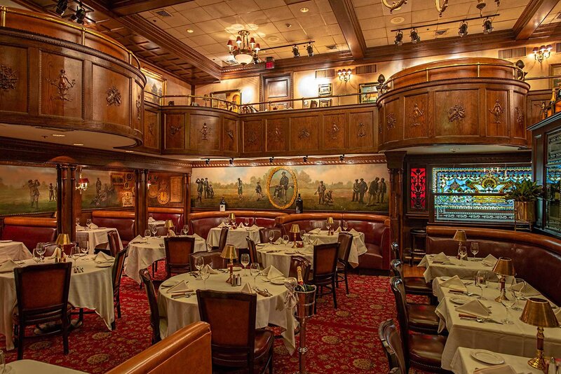 Main dining room with view of balcony seating